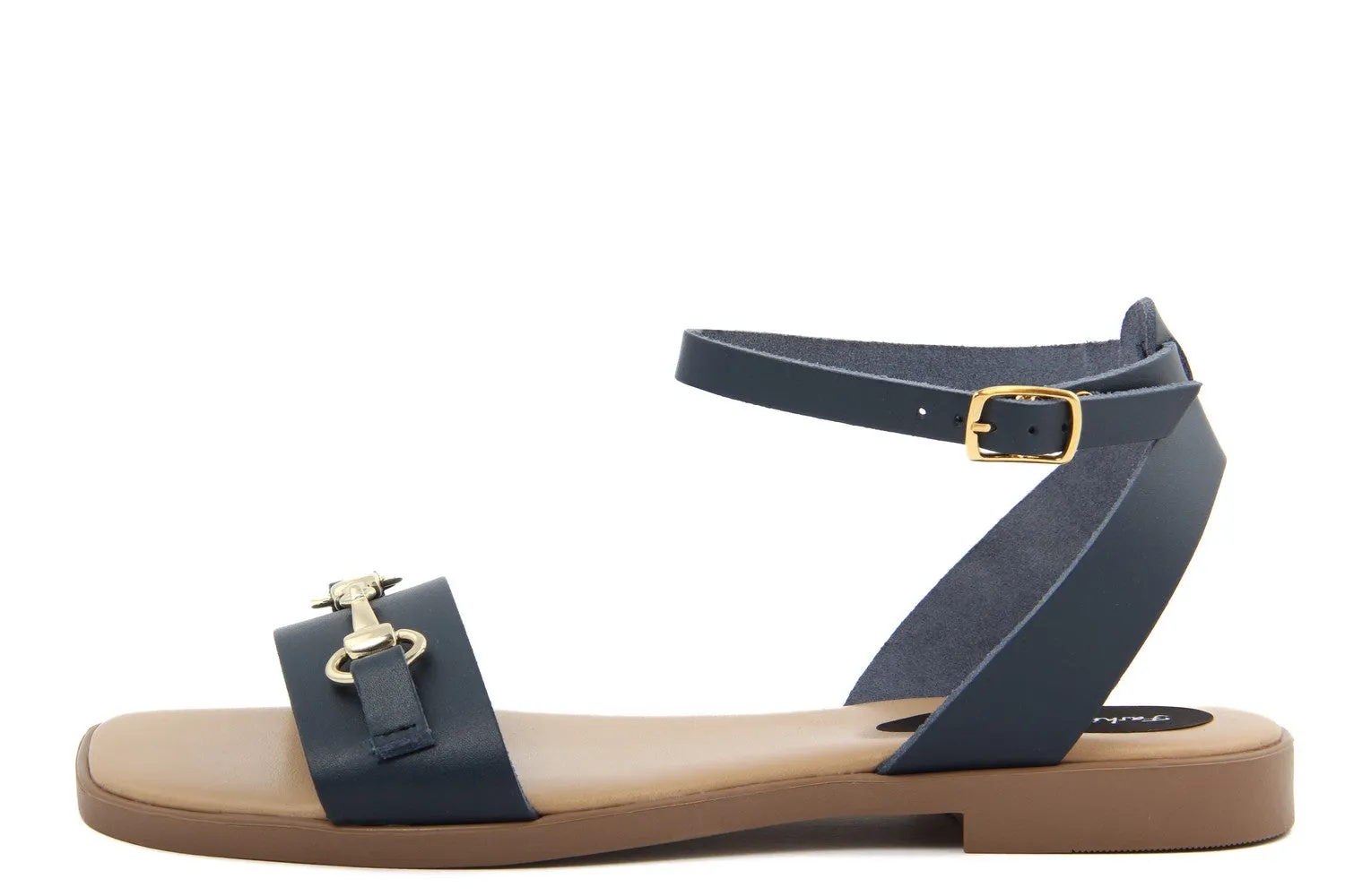 Sandali Flat Made in Italy in pelle colore Blu