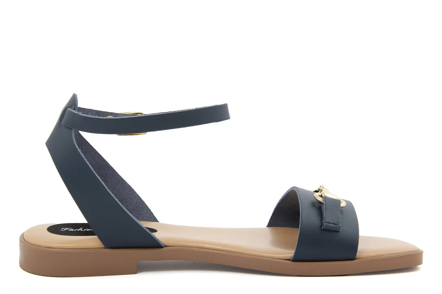 Sandali Flat Made in Italy in pelle colore Blu