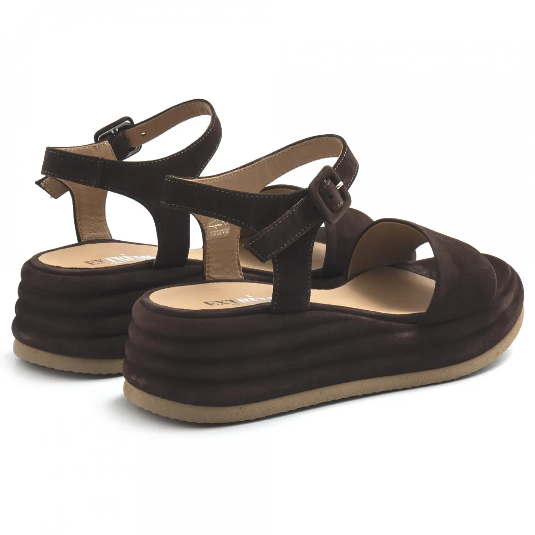 Sandalo con zeppa Extreme marrone in camoscio