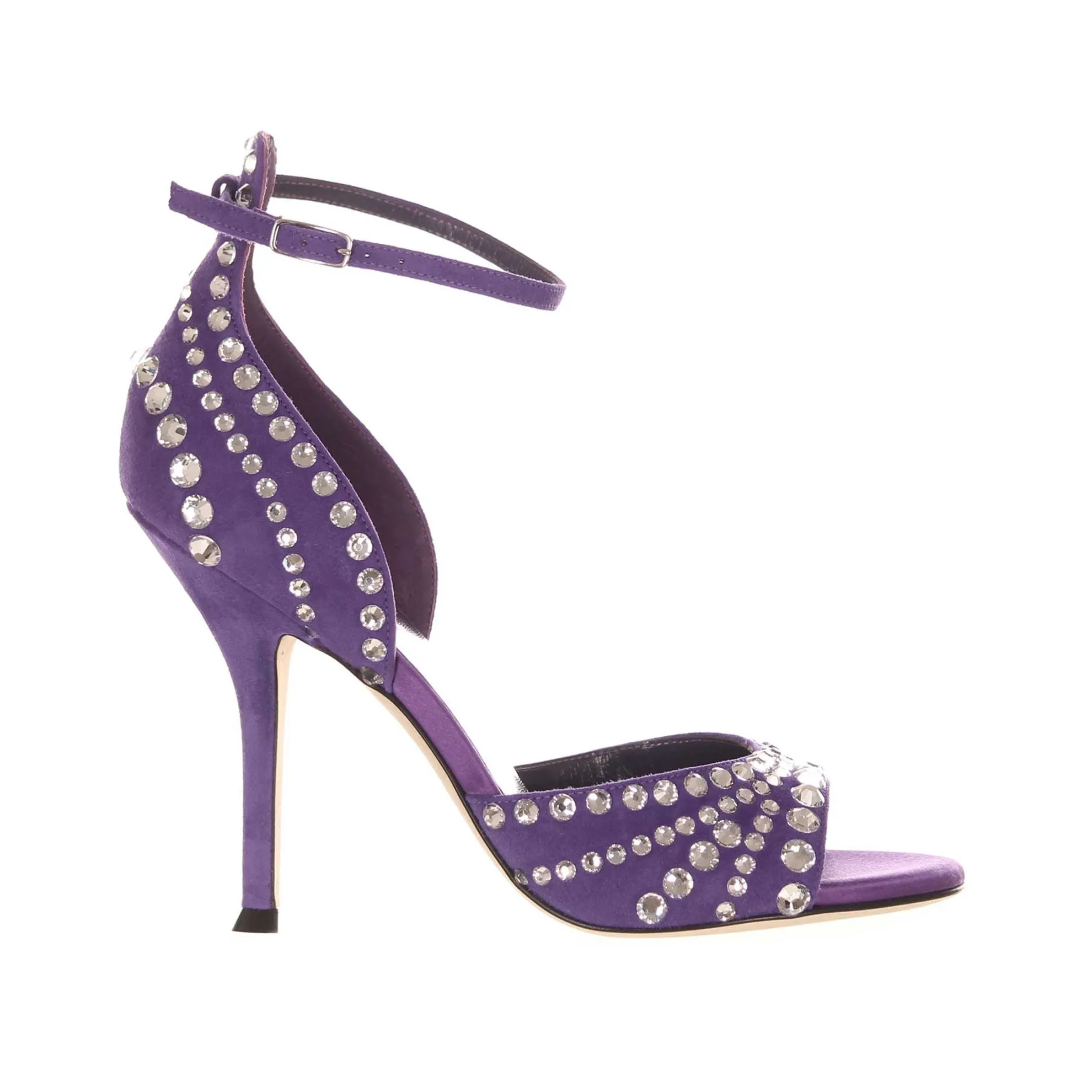 Sandalo in camoscio con strass