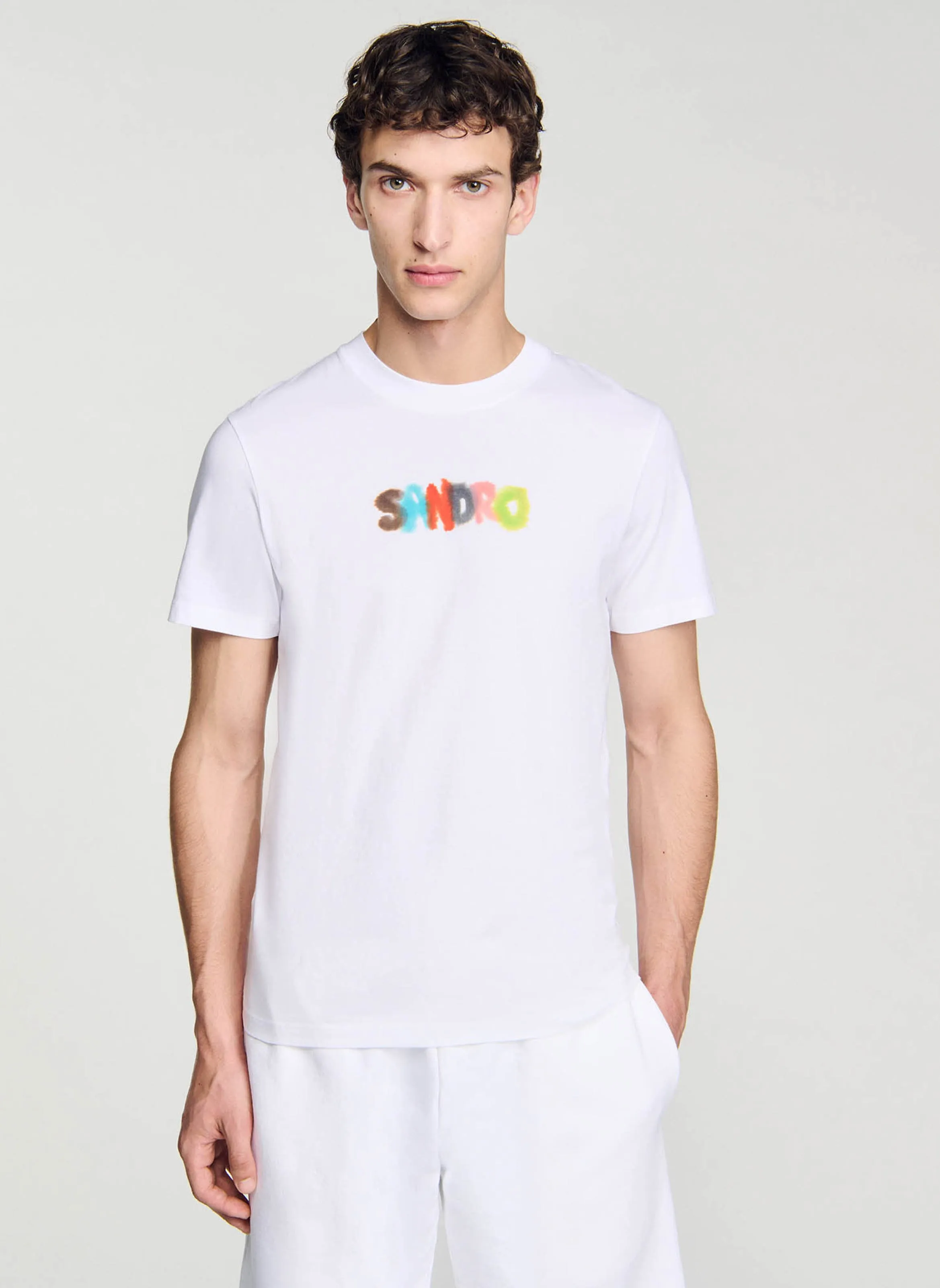  SANDRO   T-shirt dritta stampata in cotone | Bianco