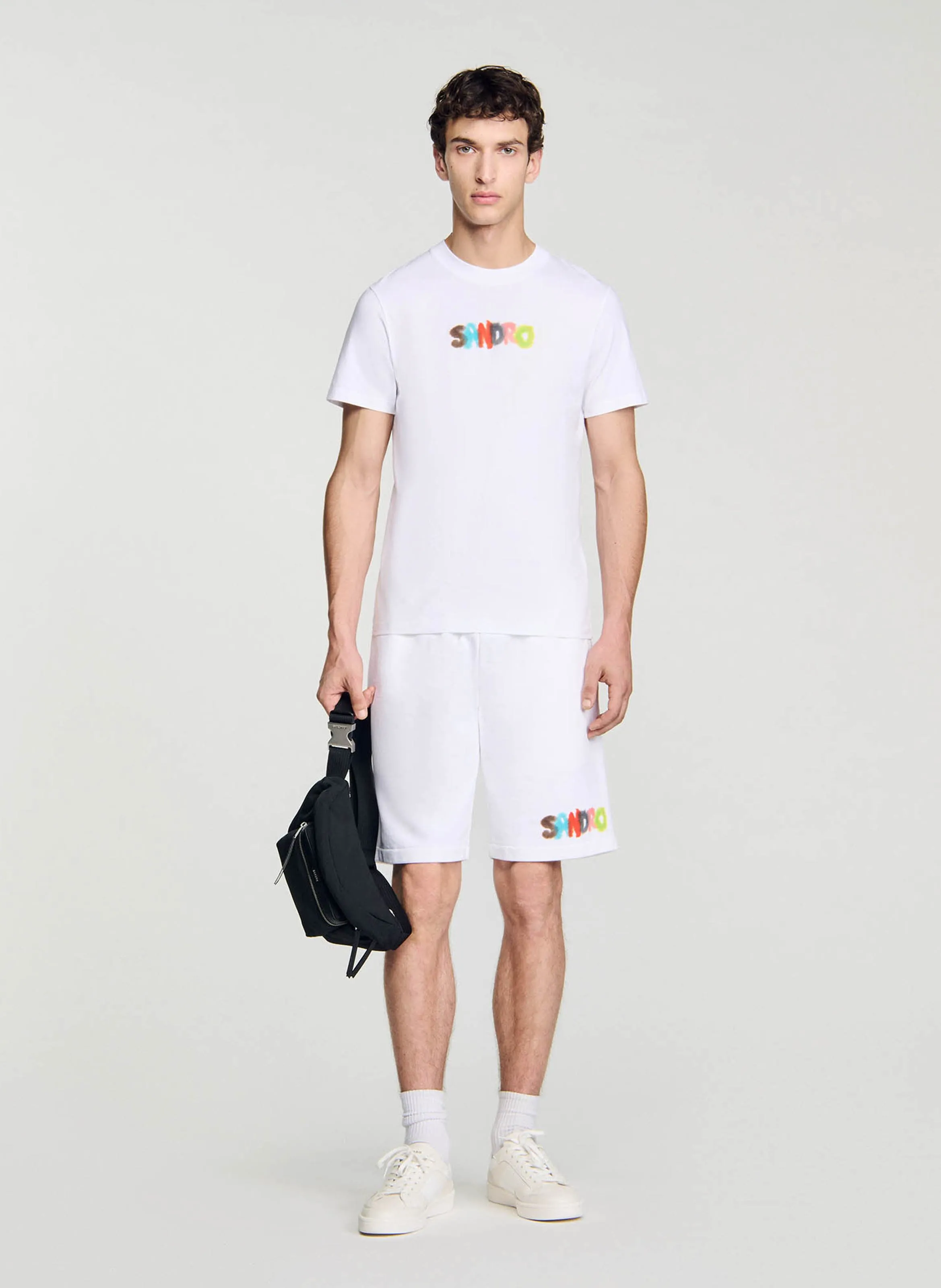  SANDRO   T-shirt dritta stampata in cotone | Bianco
