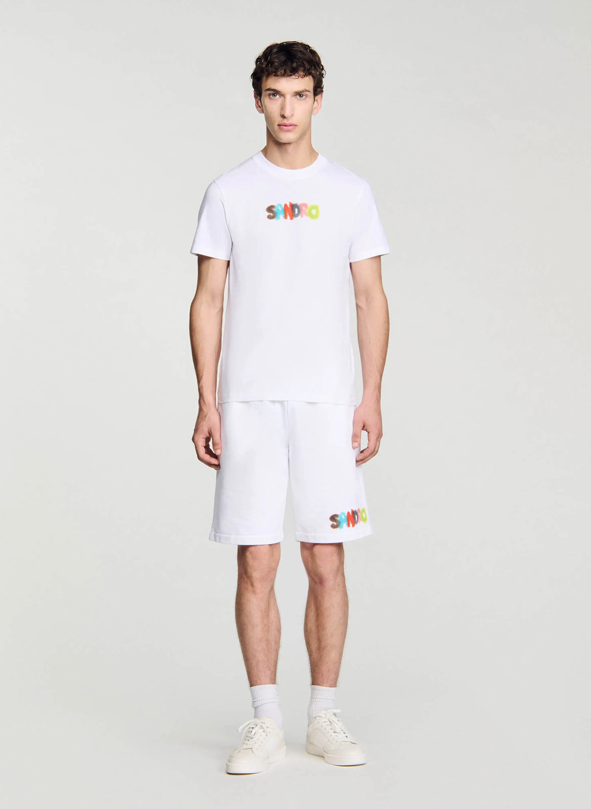  SANDRO   T-shirt dritta stampata in cotone | Bianco