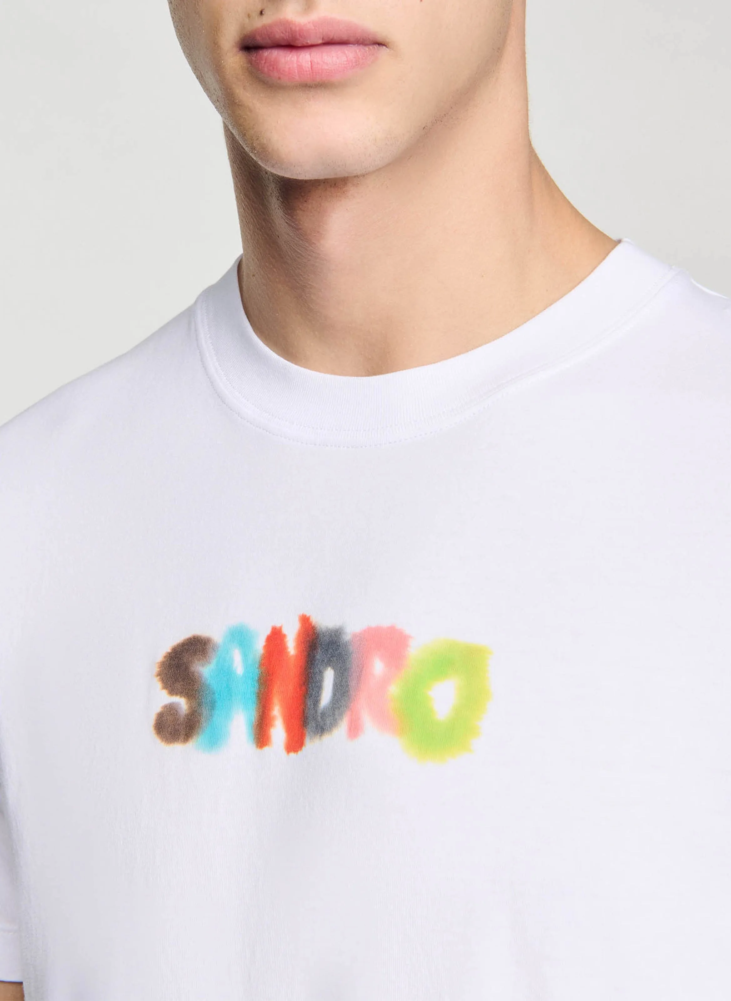  SANDRO   T-shirt dritta stampata in cotone | Bianco