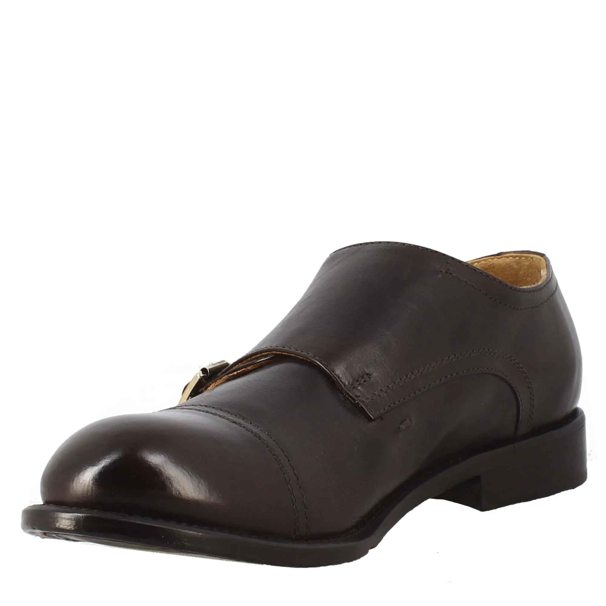 Scarpa doppia fibbia bronzo vintage elegante da uomo in pelle