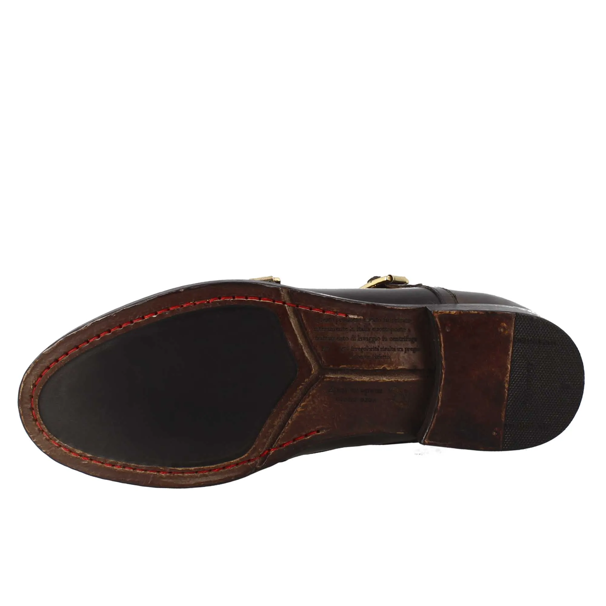 Scarpa doppia fibbia bronzo vintage elegante da uomo in pelle
