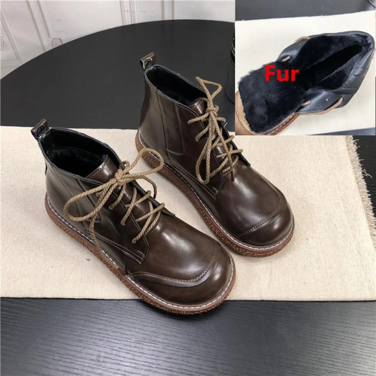 Scarpe da bambola con testa grande retrò originali suola spessa stringate stivali corti casual stivali da donna stivaletti lette