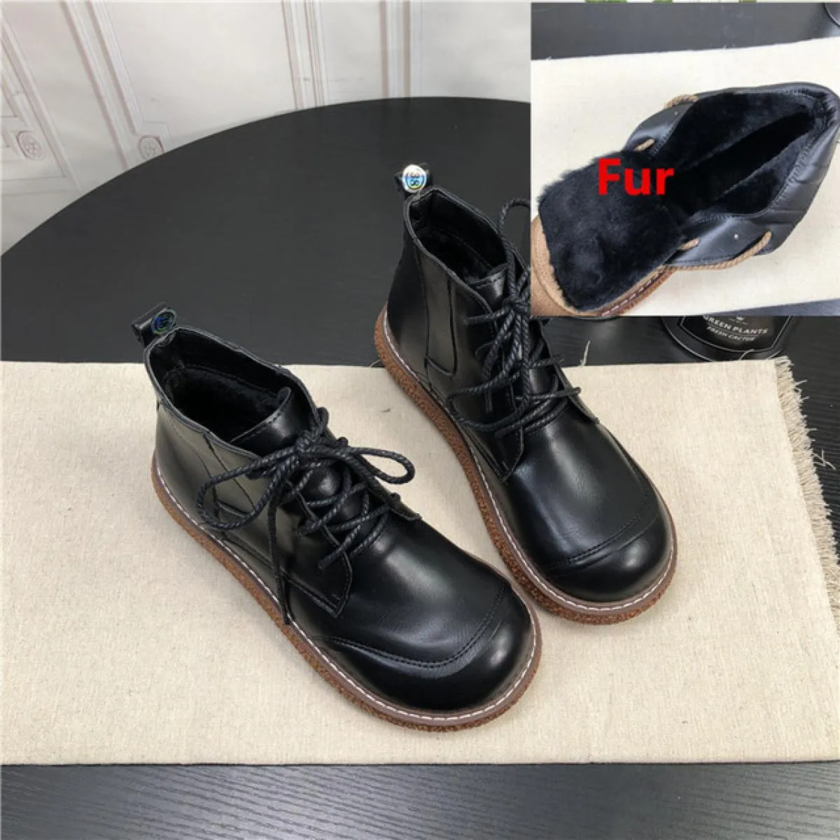 Scarpe da bambola con testa grande retrò originali suola spessa stringate stivali corti casual stivali da donna stivaletti lette