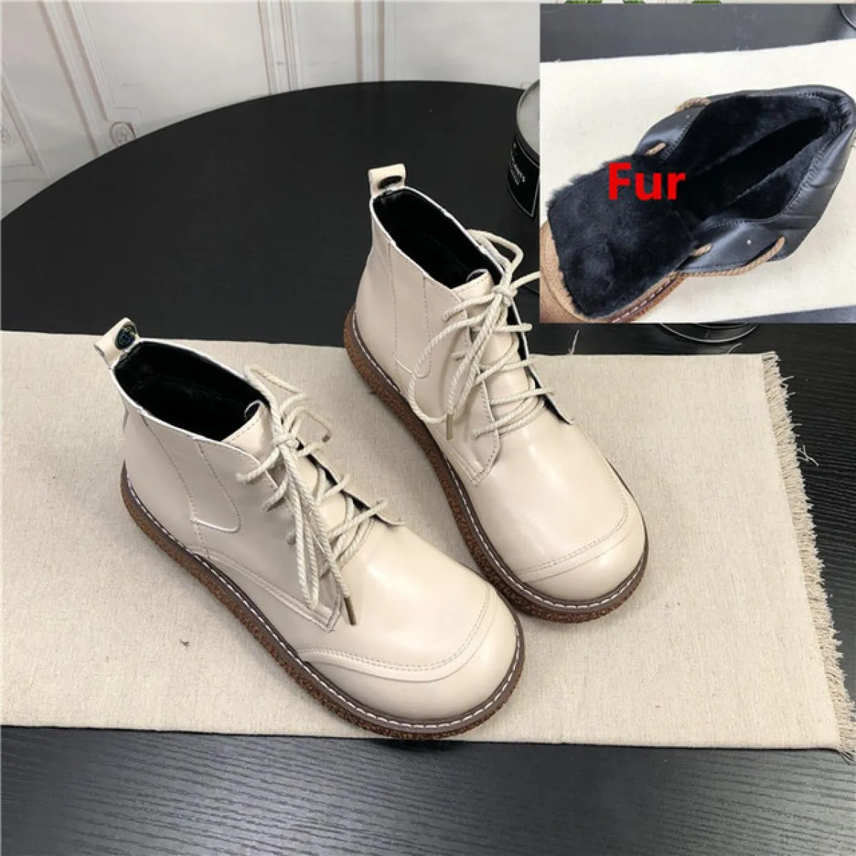 Scarpe da bambola con testa grande retrò originali suola spessa stringate stivali corti casual stivali da donna stivaletti lette