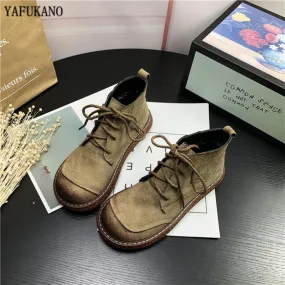 Scarpe da bambola con testa grande retrò originali suola spessa stringate stivali corti casual stivali da donna stivaletti lette