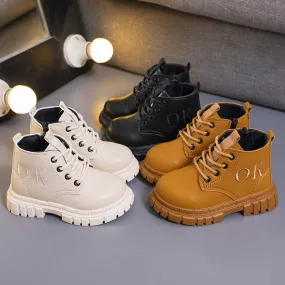 Scarpe per bambini stile inglese Stivali per ragazzi Primavera Autunno Moda Scarpe per ragazze vintage Stivaletti corti per bamb