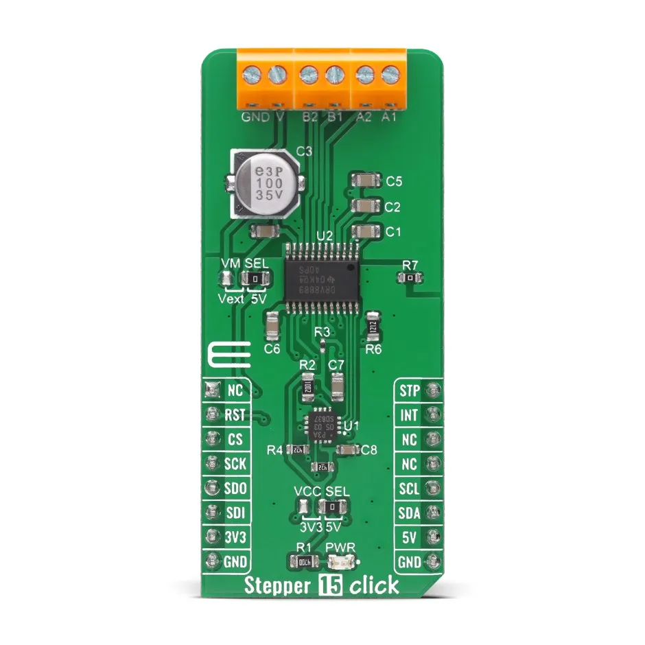 Scheda aggiuntiva Azionamento motore passo-passo per Connettore femmina mikroBUS Stepper 15 Click DRV8889A