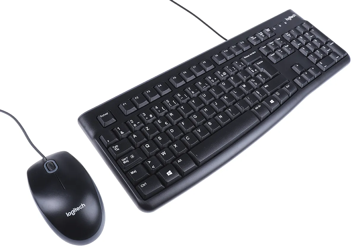 Set tastiera e mouse Nero Logitech Con cavo USB Standard AZERTY (Francia)