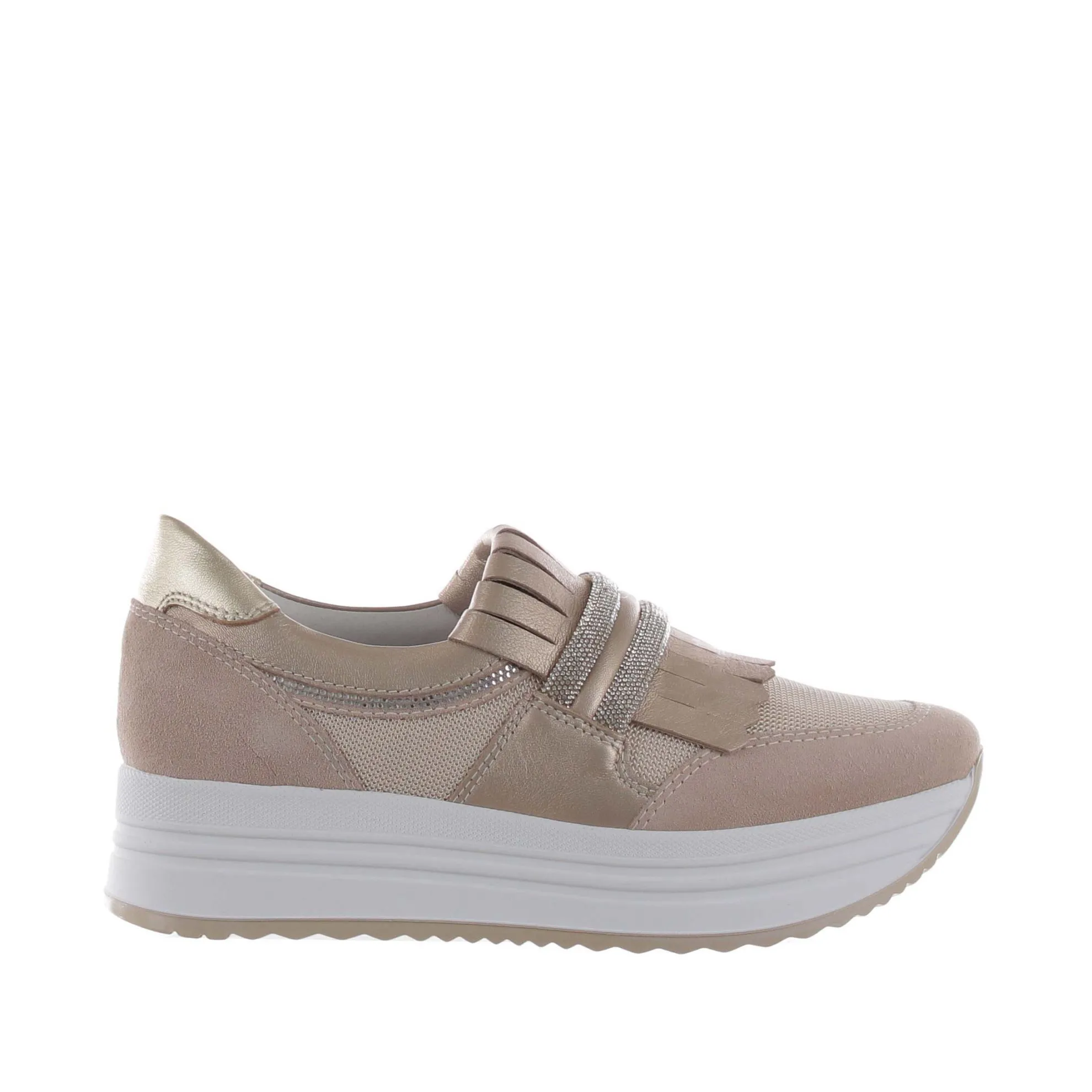 Sneaker in camoscio e mesh con strass