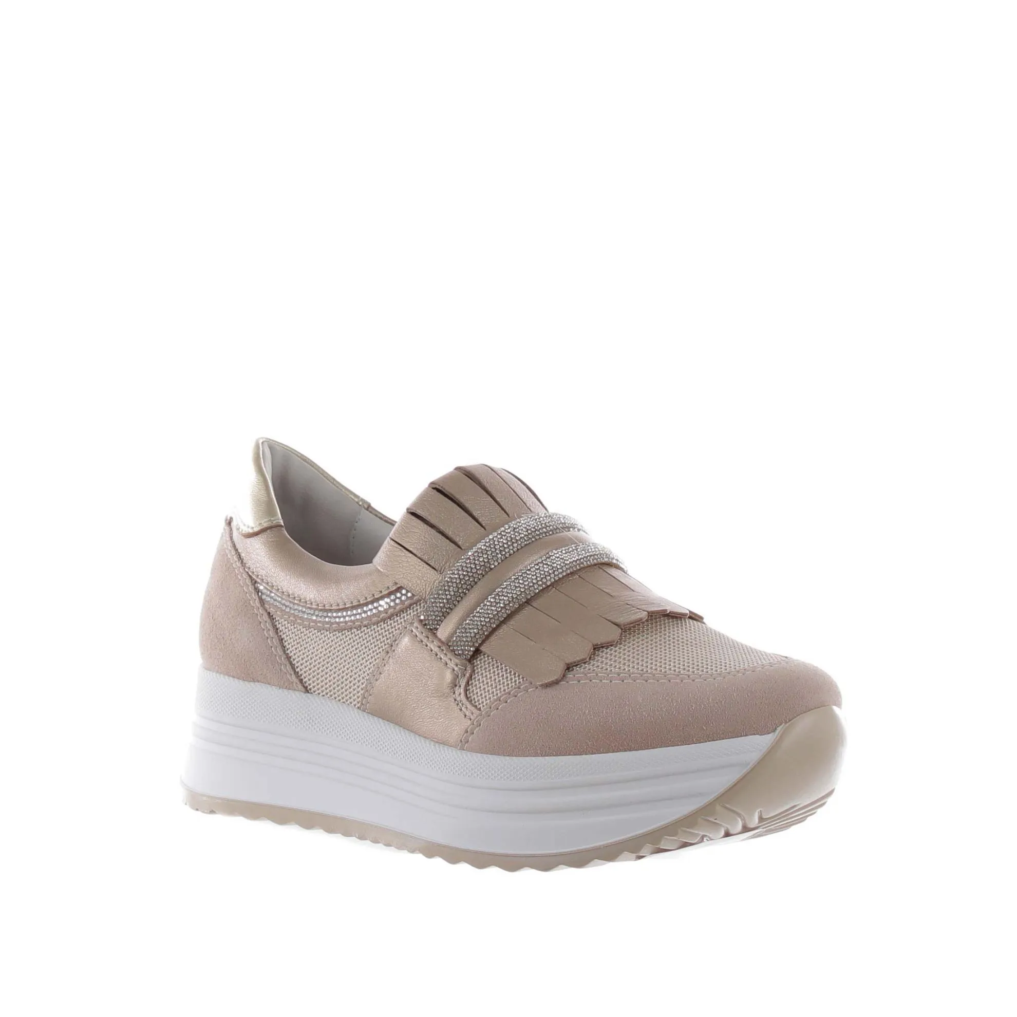 Sneaker in camoscio e mesh con strass