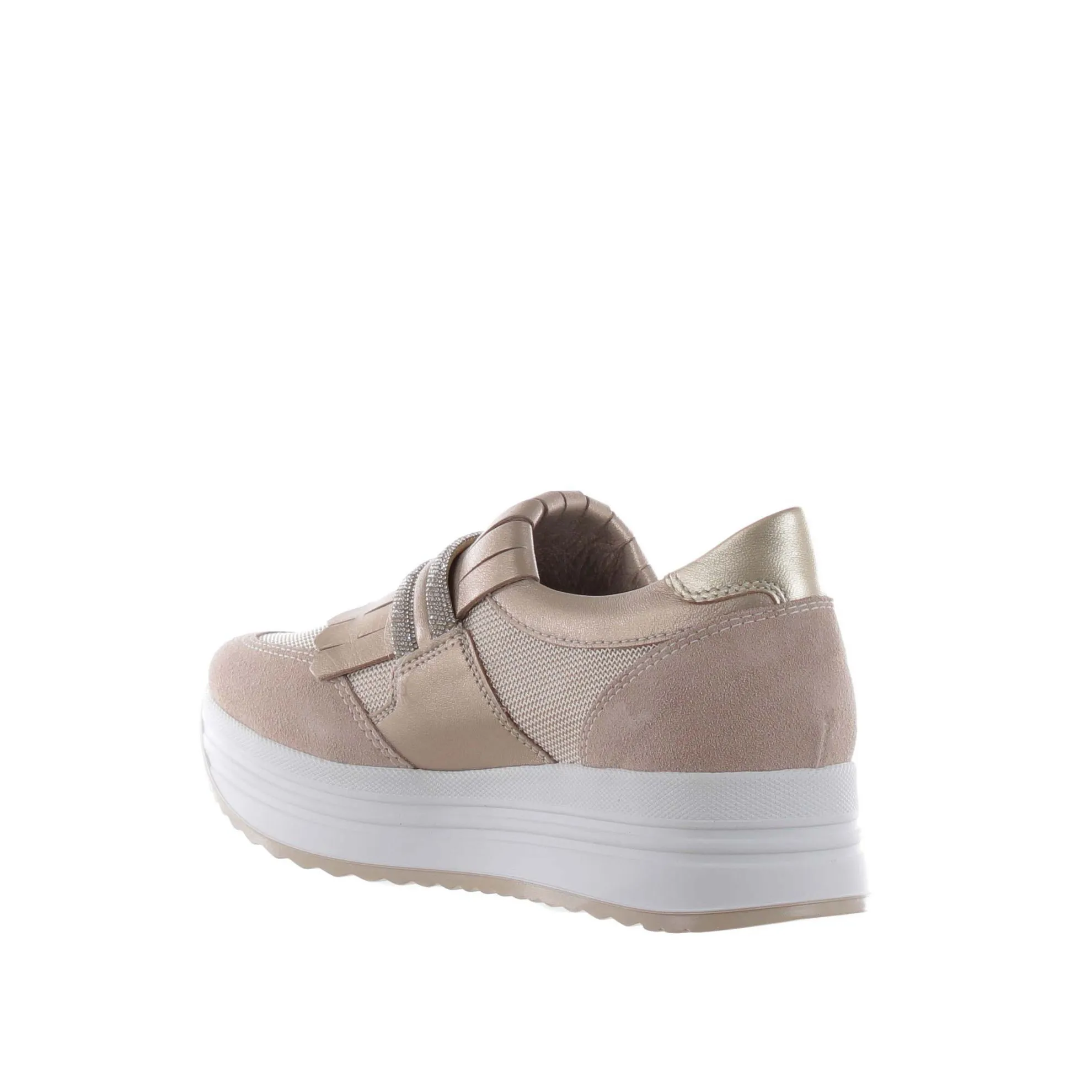 Sneaker in camoscio e mesh con strass