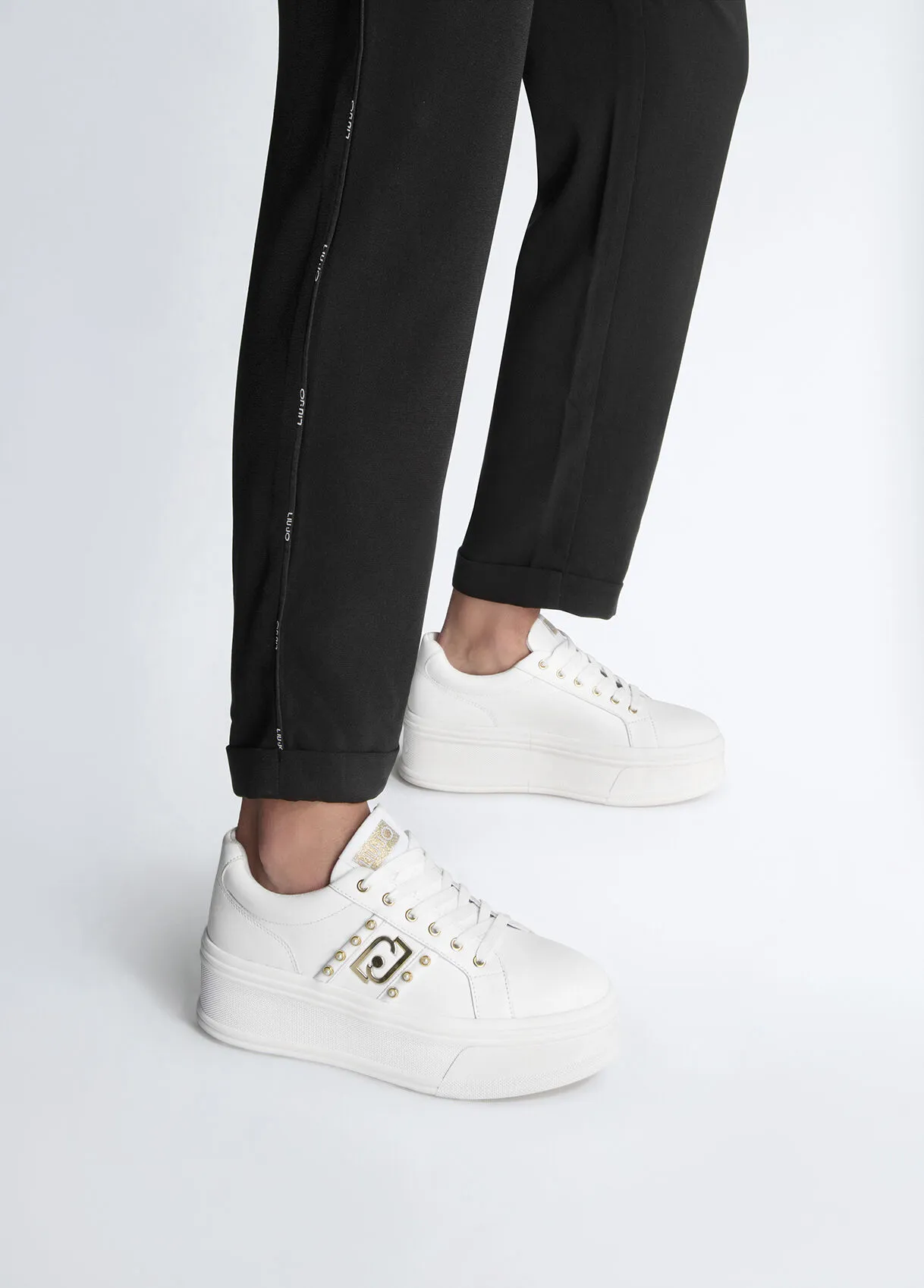 Sneakers platform con perle