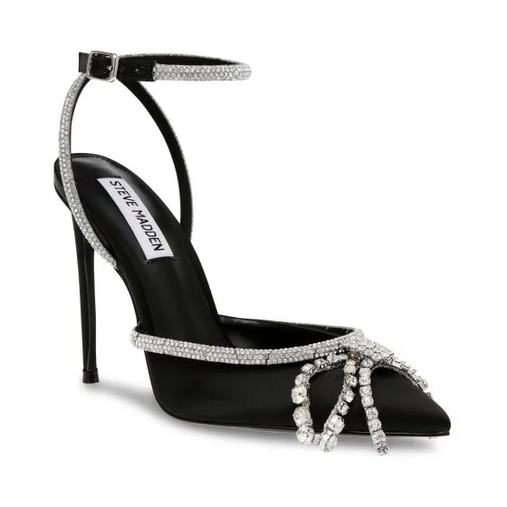 Steve Madden Vibrantly Black Satin - Scarpe Donna Nere    