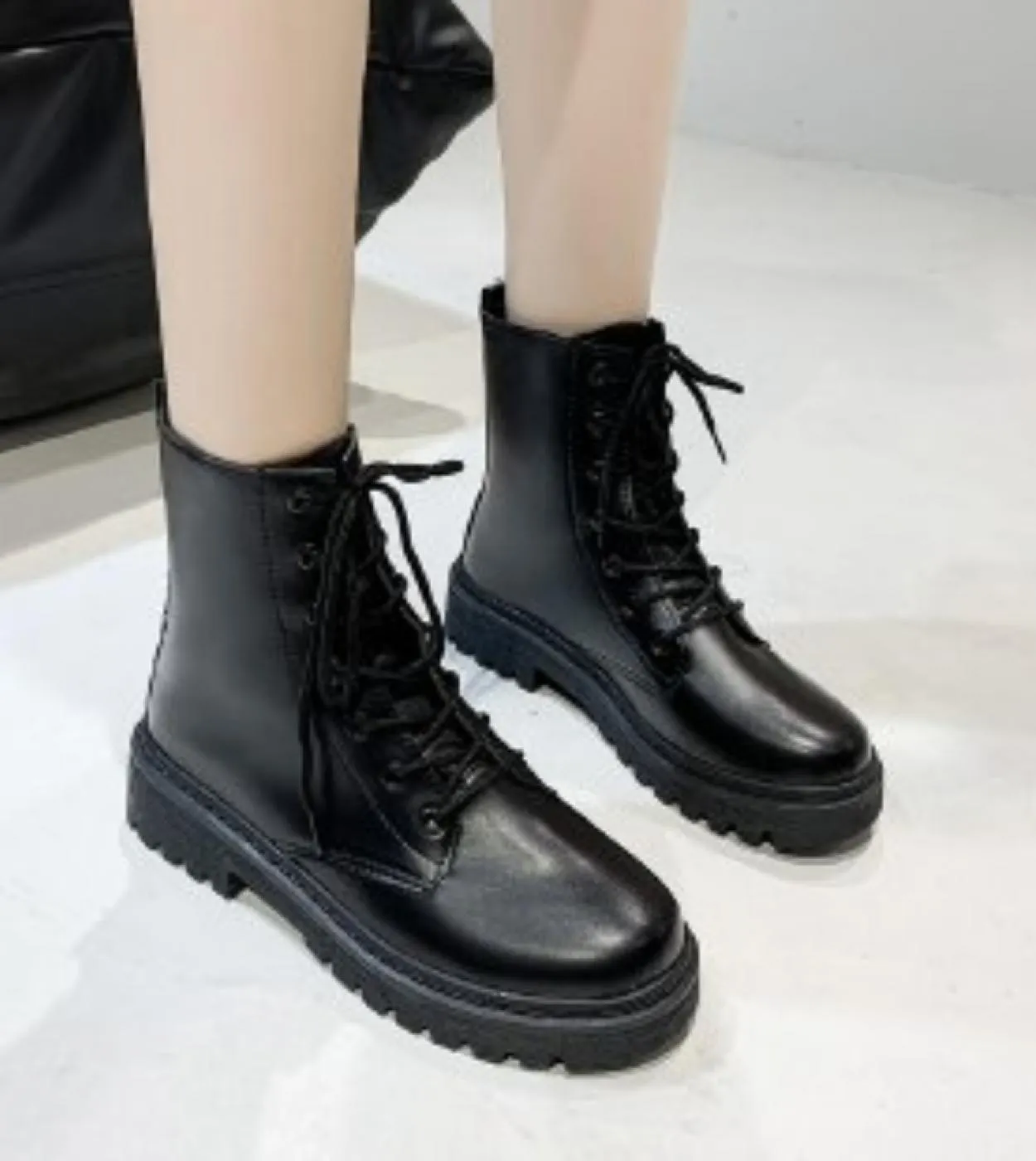 Stivaletti da donna 2022 nuovi stivali autunno inverno donna moda stringata moda cerniera Botas Mujer piattaforma tacco donna Sh