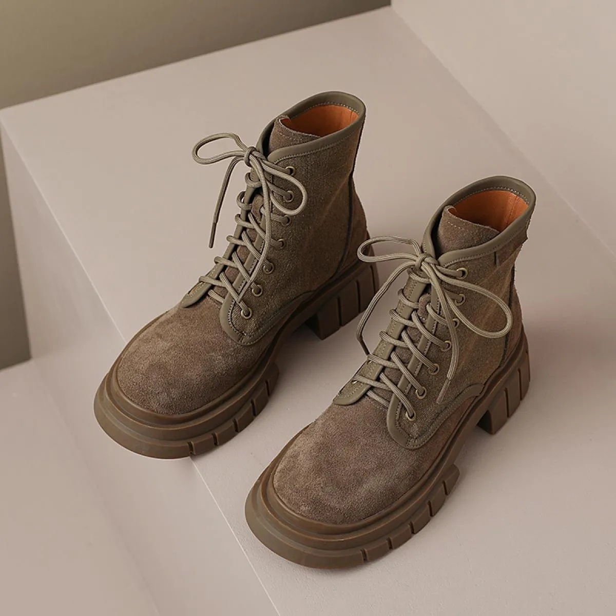 Stivaletti da donna retrò con tacco alto Autunno Inverno Vera pelle incrociata Scarpe da lavoro casual da ufficio Donna