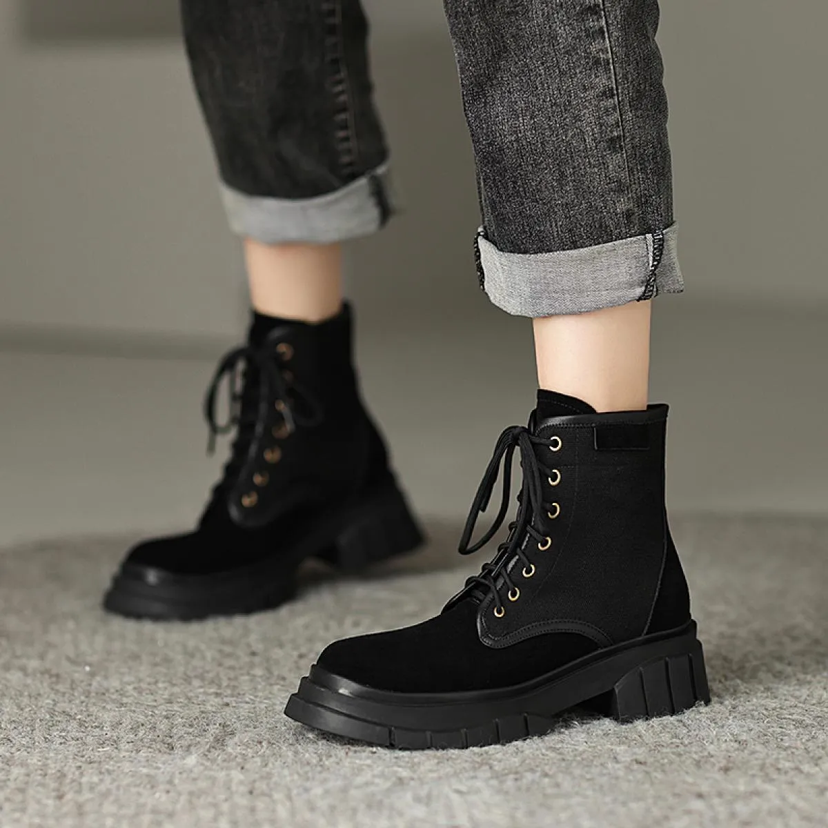 Stivaletti da donna retrò con tacco alto Autunno Inverno Vera pelle incrociata Scarpe da lavoro casual da ufficio Donna