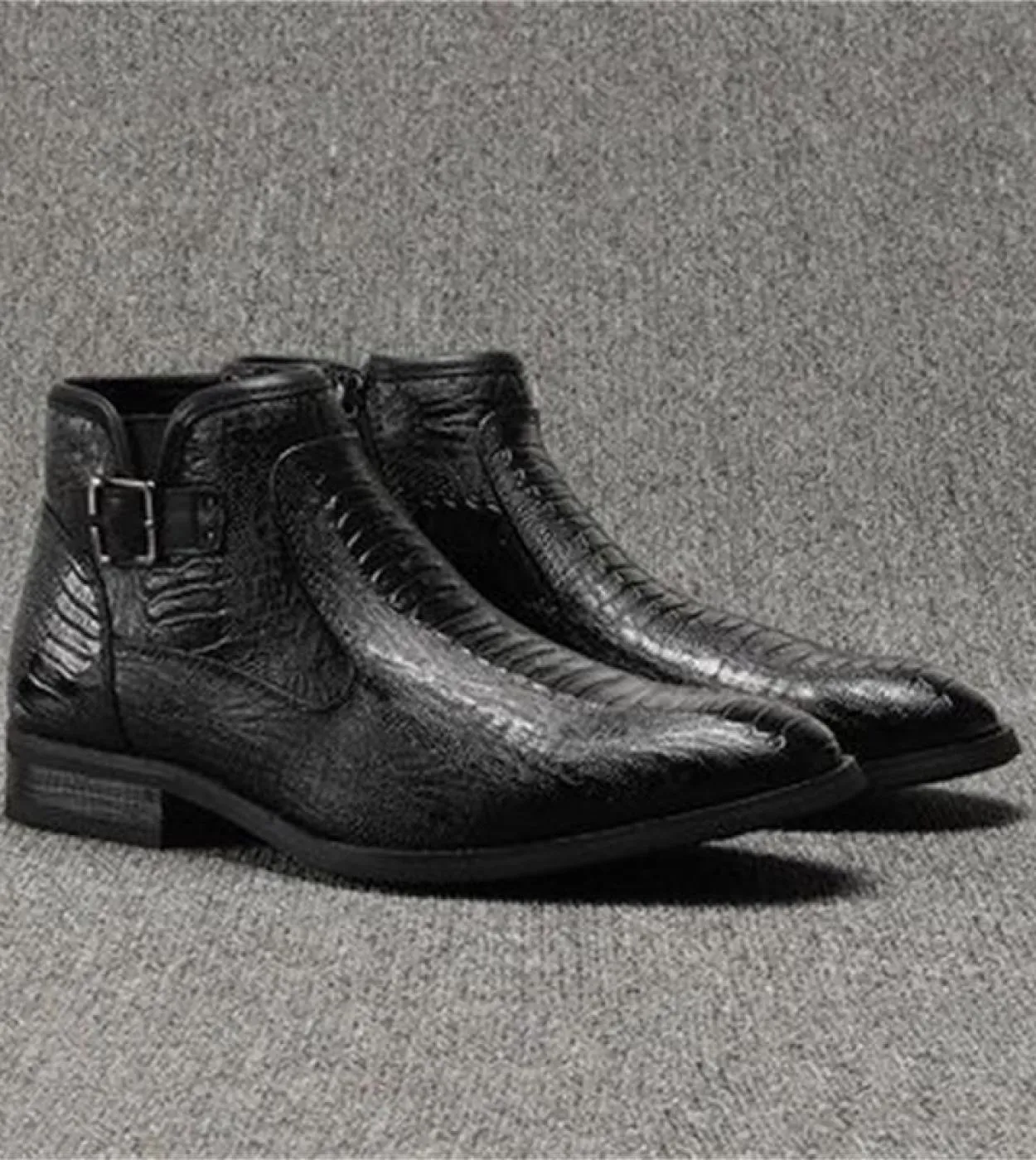 Stivaletti da uomo in pelle tinta unita moda business casual strada quotidiano versatile modello coccodrillo fibbia scarpe da uo