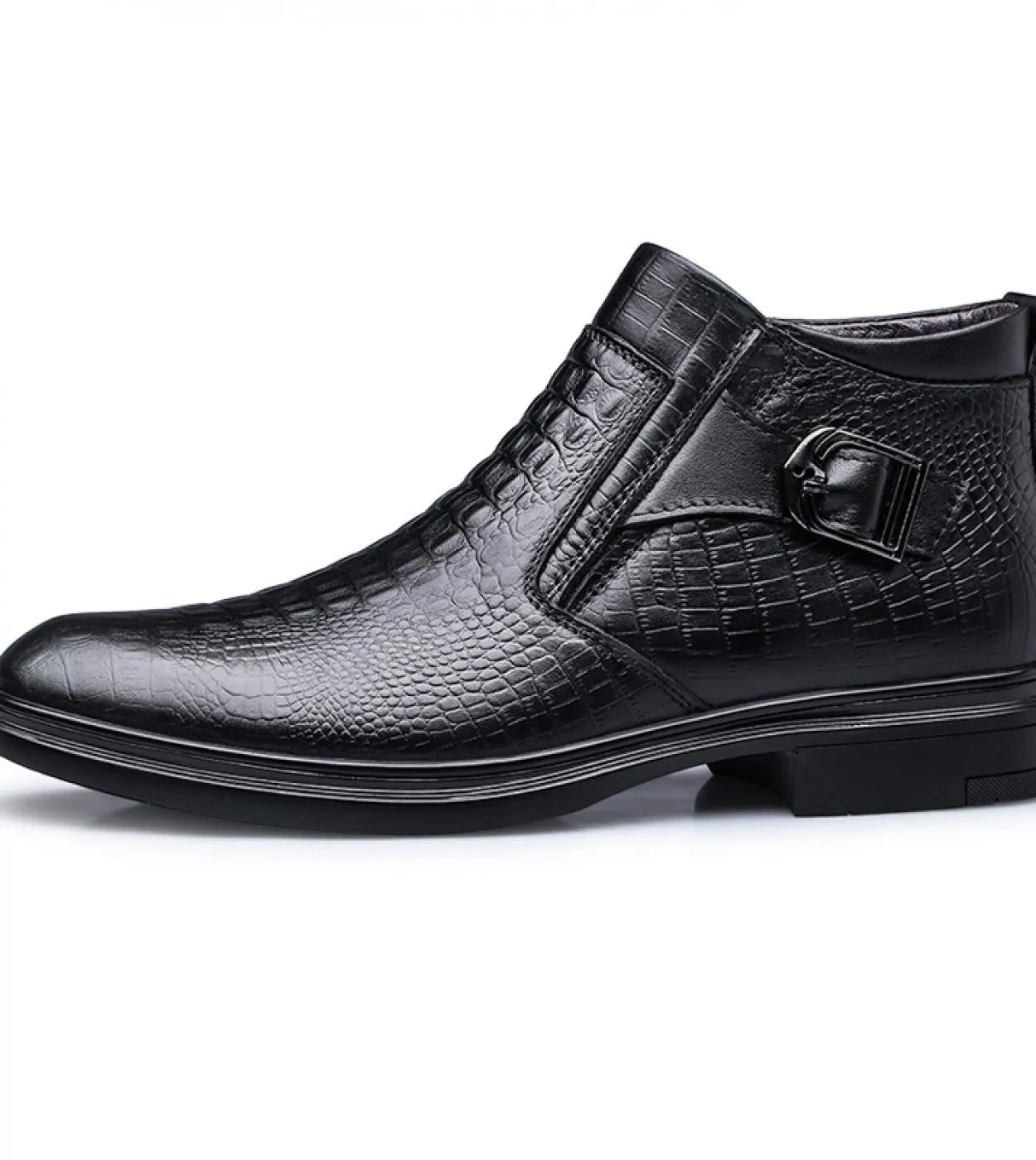 Stivaletti da uomo in pelle tinta unita moda business casual strada quotidiano versatile modello coccodrillo fibbia scarpe da uo