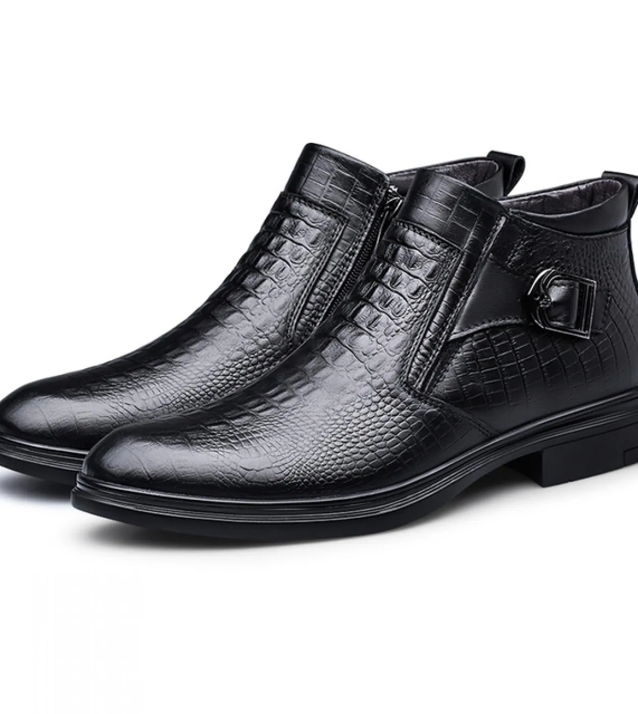 Stivaletti da uomo in pelle tinta unita moda business casual strada quotidiano versatile modello coccodrillo fibbia scarpe da uo
