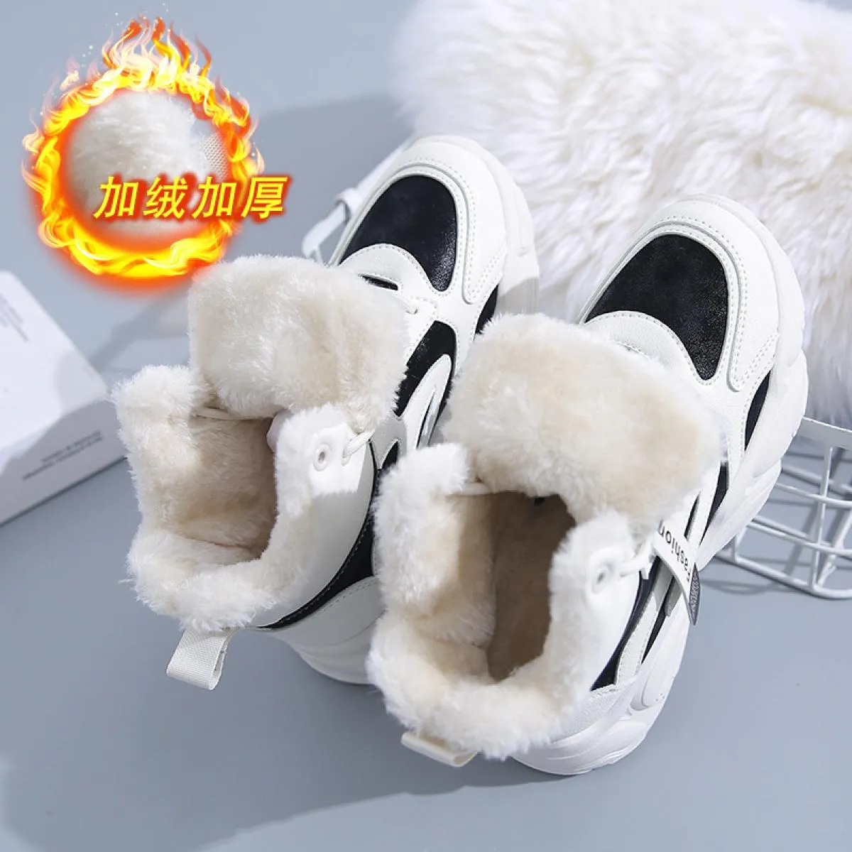 Stivali da donna con plateau Stivali da neve caldi invernali Donna Stivaletti alla caviglia in pelle scamosciata sintetica Moda