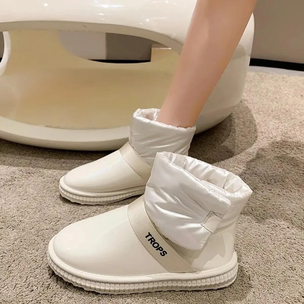 Stivali da neve da donna Stivali invernali da donna Stivaletti antiscivolo impermeabili in peluche spessi Moda Pelliccia calda S