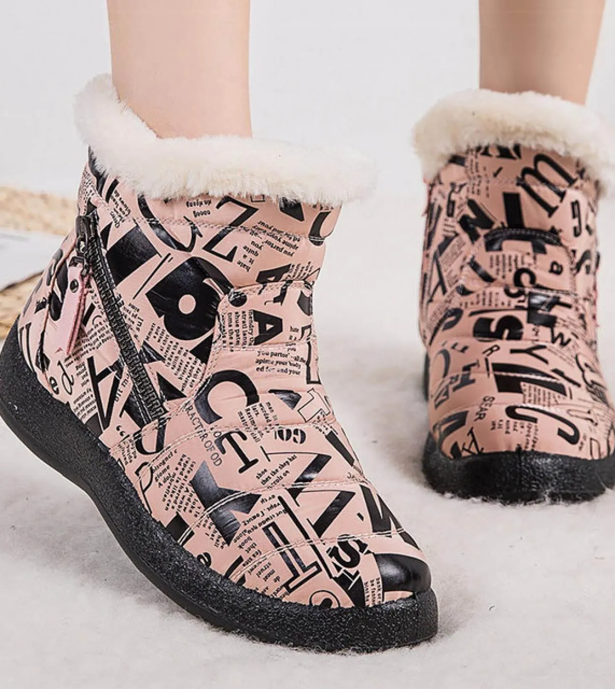 Stivali da neve Donna Stivaletti impermeabili Scarpe invernali Donna Tenere al caldo Stivali corti in peluche Botas Mujer Botine