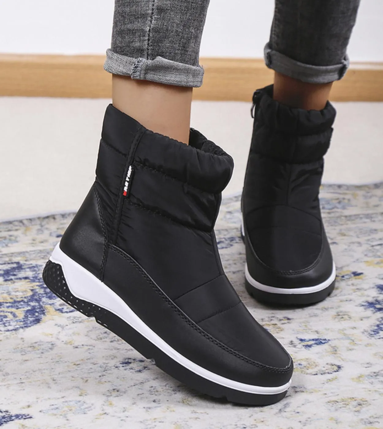 Stivali da neve invernali Donna Casual Warm Slip On Fur Shoes Stivaletti patchwork Zeppe moda donna Botas Mujer impermeabili