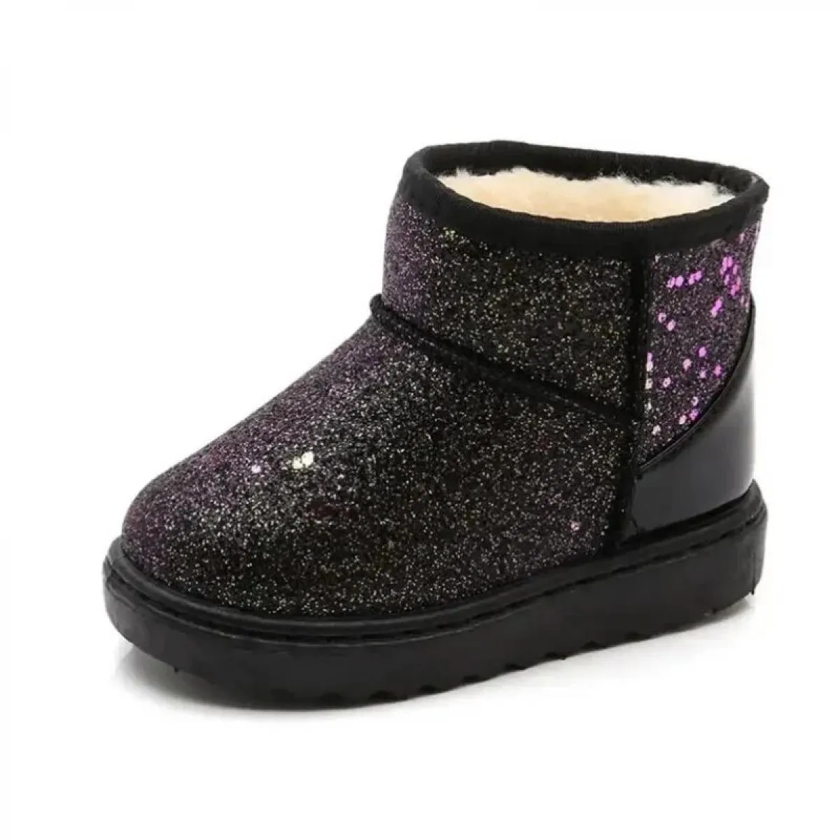 Stivali da neve per bambini 2024 Scarpe invernali calde da principessa per bambini Moda lucida suola piatta stivaletti antiscivo
