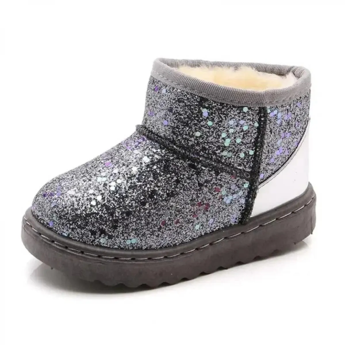 Stivali da neve per bambini 2024 Scarpe invernali calde da principessa per bambini Moda lucida suola piatta stivaletti antiscivo