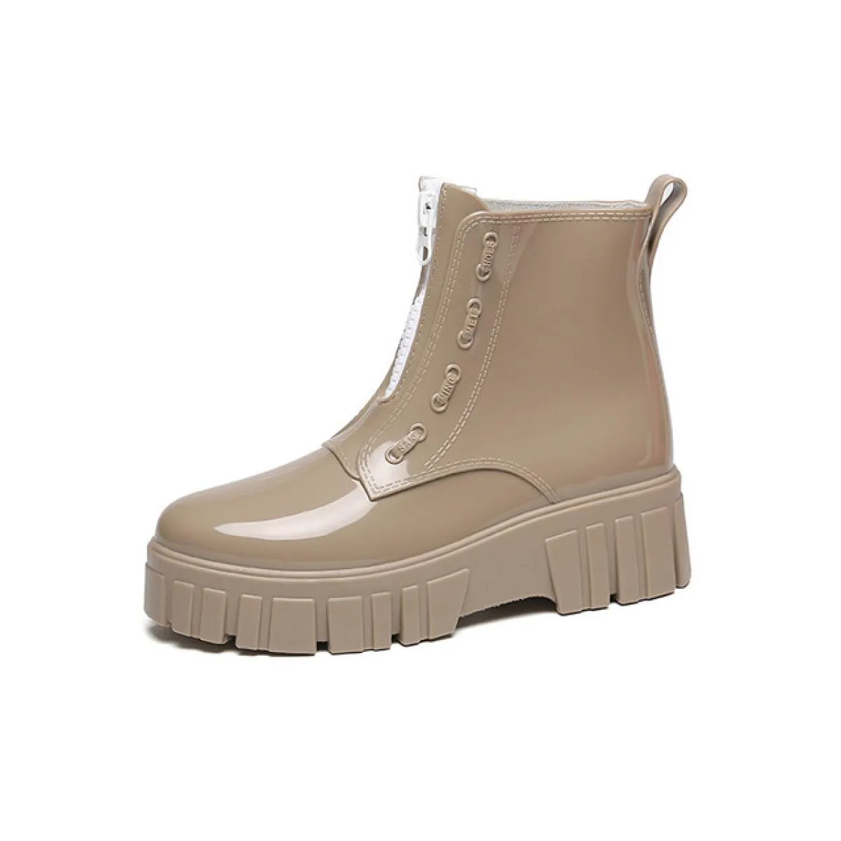 Stivali da pioggia con plateau grosso da donna Stivaletti da donna Taglio basso Punta tonda Cerniera Scarpe impermeabili Stivali