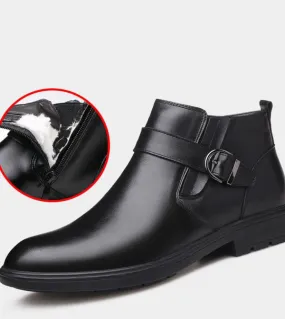 Stivali da uomo daffari invernali Fibbia Moda Stivali da neve da uomo impermeabili Pelliccia spessa Stivaletti caldi Stivali da