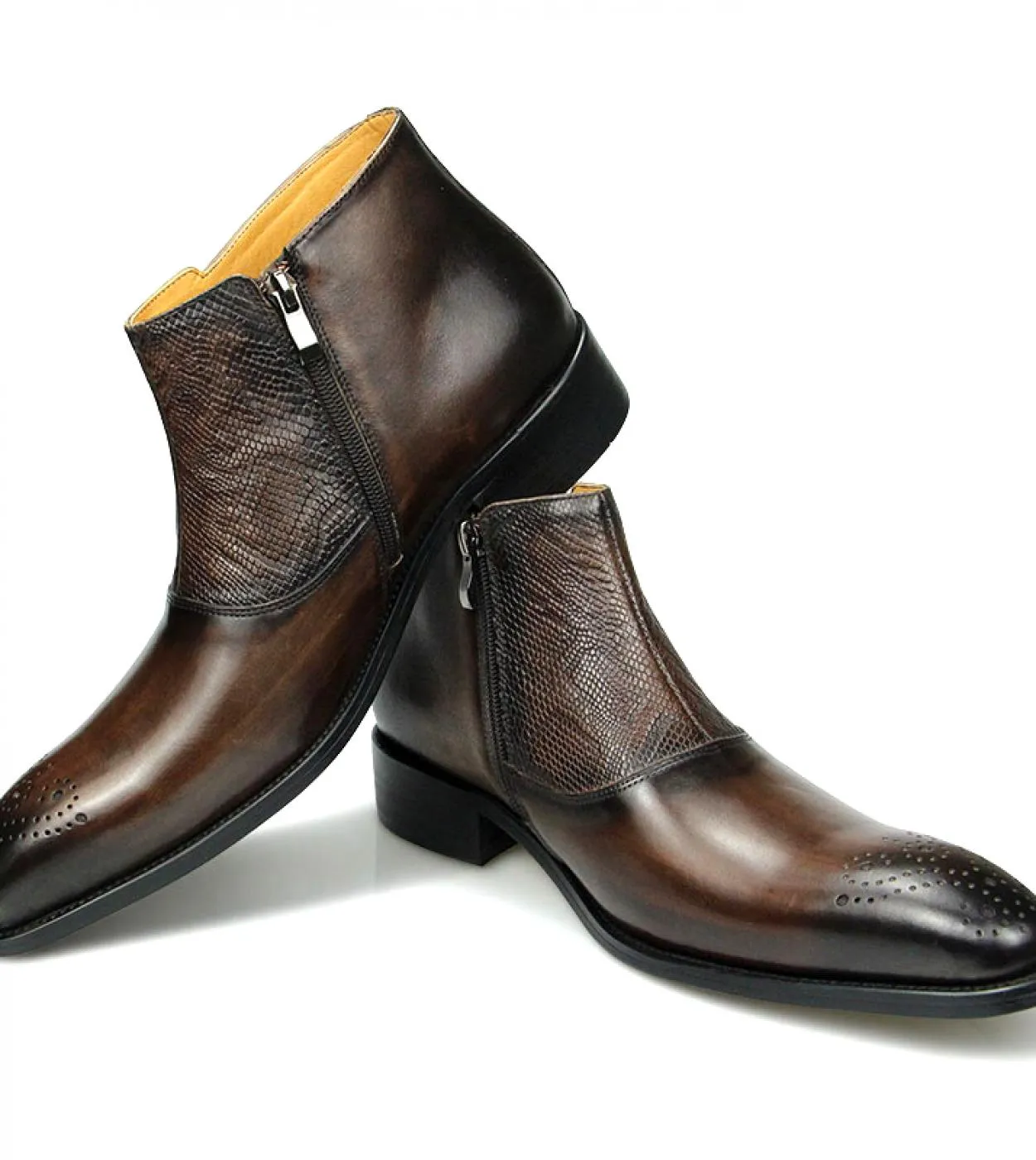 Stivali in pelle bovina Cerniera Stivali da uomo Cerniera 46 Scarpe in pelle alla caviglia Stivaletti da uomo Nuovo
