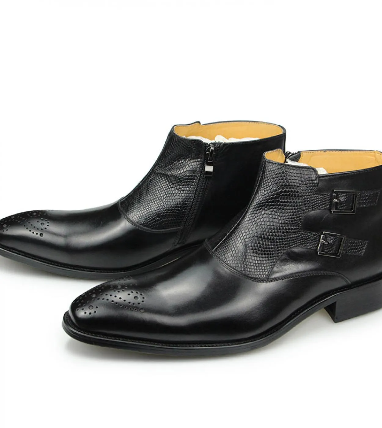 Stivali in pelle bovina Cerniera Stivali da uomo Cerniera 46 Scarpe in pelle alla caviglia Stivaletti da uomo Nuovo