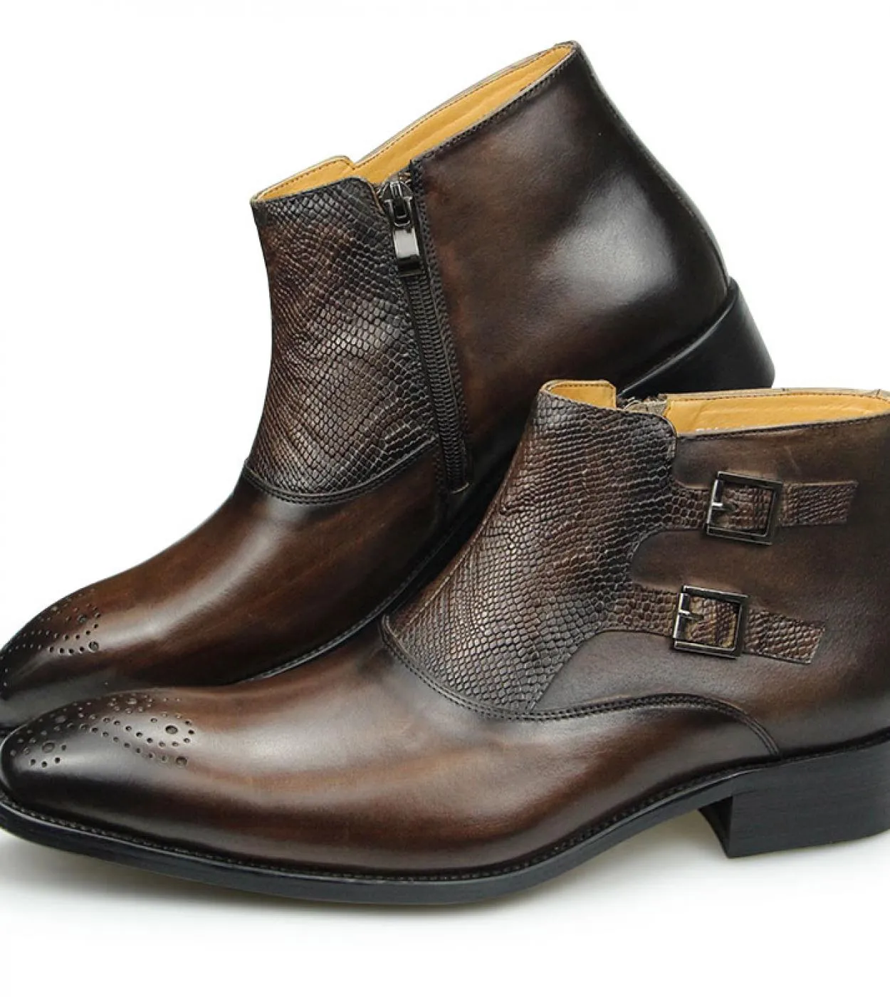 Stivali in pelle bovina Cerniera Stivali da uomo Cerniera 46 Scarpe in pelle alla caviglia Stivaletti da uomo Nuovo