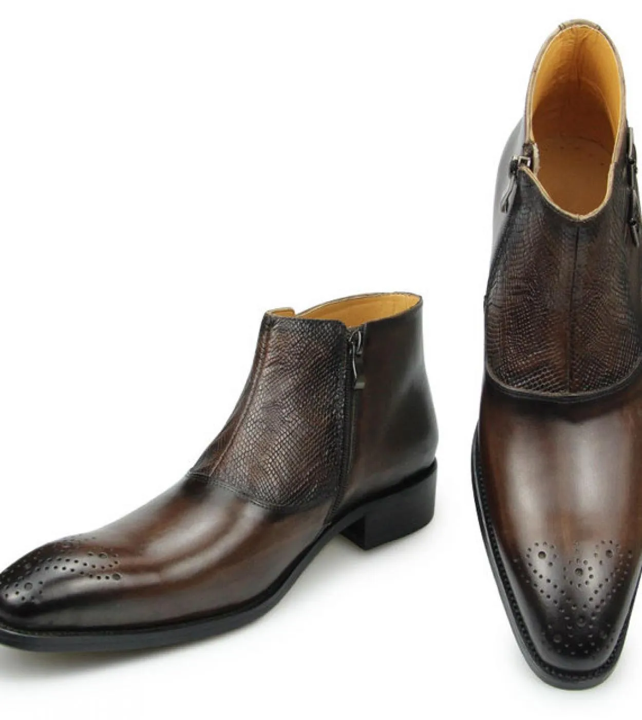 Stivali in pelle bovina Cerniera Stivali da uomo Cerniera 46 Scarpe in pelle alla caviglia Stivaletti da uomo Nuovo