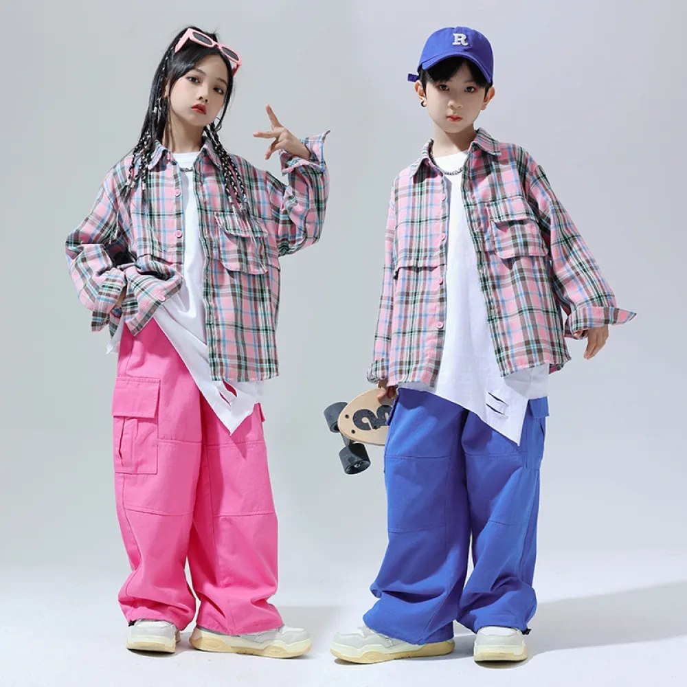 Street Dance Abbigliamento alla moda per bambini Camicia Gilet Completo Ragazzi Hiphop Abbigliamento per prestazioni Ragazze Pas