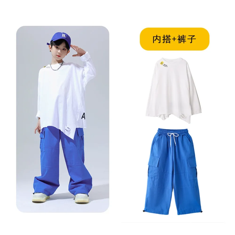 Street Dance Abbigliamento alla moda per bambini Camicia Gilet Completo Ragazzi Hiphop Abbigliamento per prestazioni Ragazze Pas