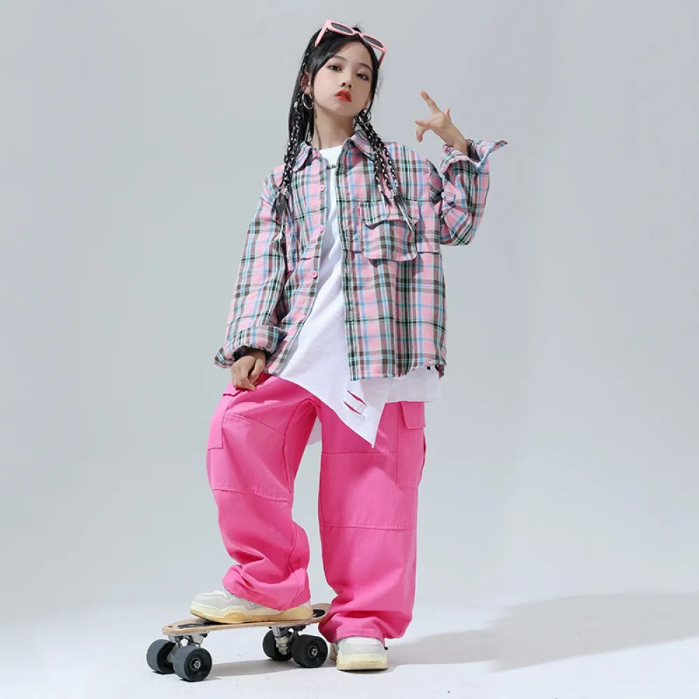 Street Dance Abbigliamento alla moda per bambini Camicia Gilet Completo Ragazzi Hiphop Abbigliamento per prestazioni Ragazze Pas