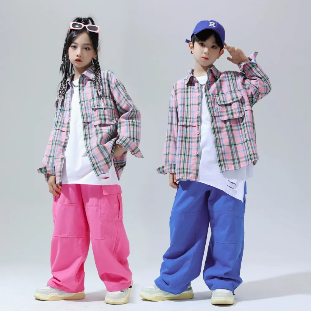 Street Dance Abbigliamento alla moda per bambini Camicia Gilet Completo Ragazzi Hiphop Abbigliamento per prestazioni Ragazze Pas