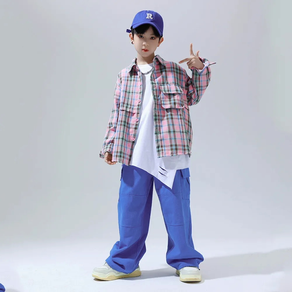 Street Dance Abbigliamento alla moda per bambini Camicia Gilet Completo Ragazzi Hiphop Abbigliamento per prestazioni Ragazze Pas