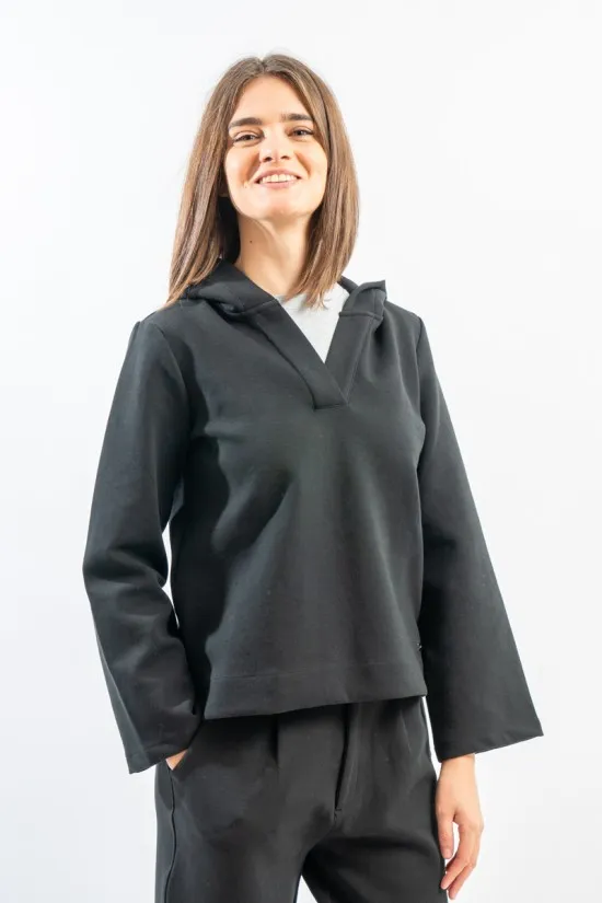 SUN 68 HOOD V NECK POLY COTTON FL F43203