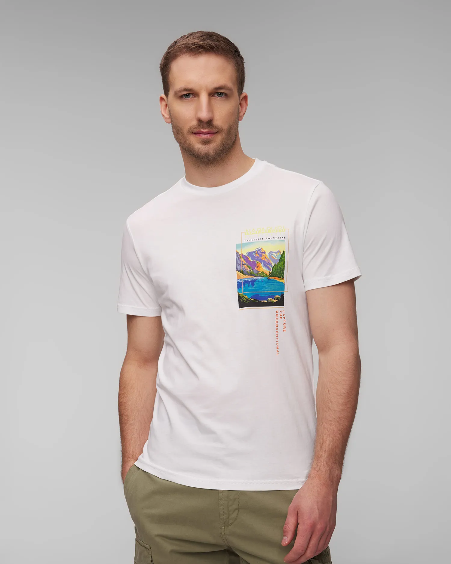 T-shirt bianca da uomo Napapijri S-Canada NP0A4HQM0021-100