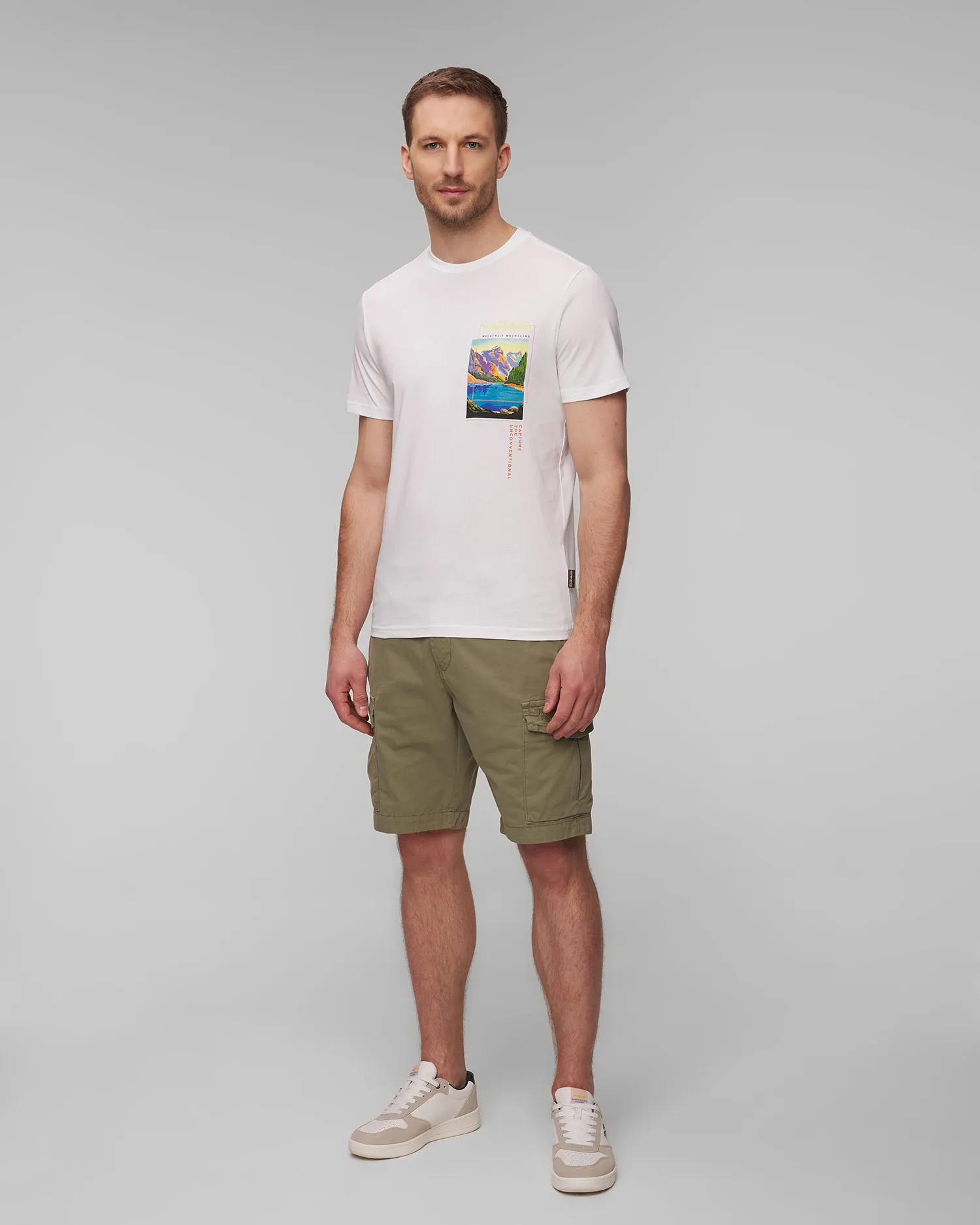 T-shirt bianca da uomo Napapijri S-Canada NP0A4HQM0021-100