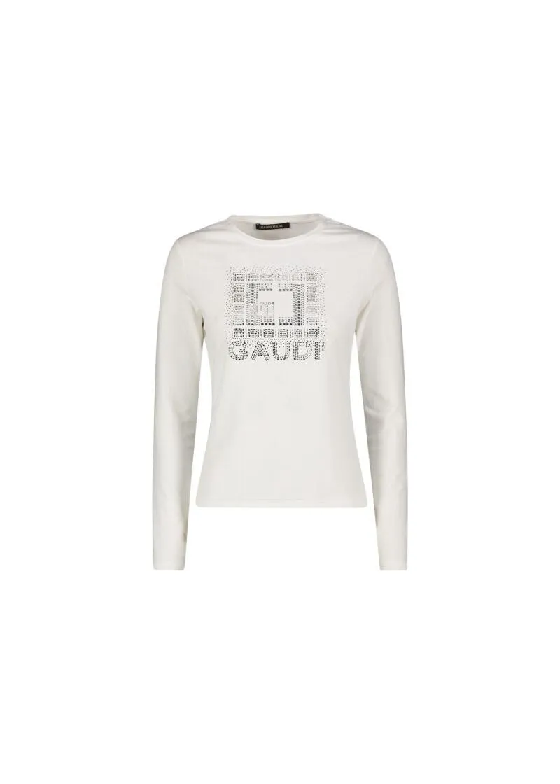 T-shirt con logo e strass