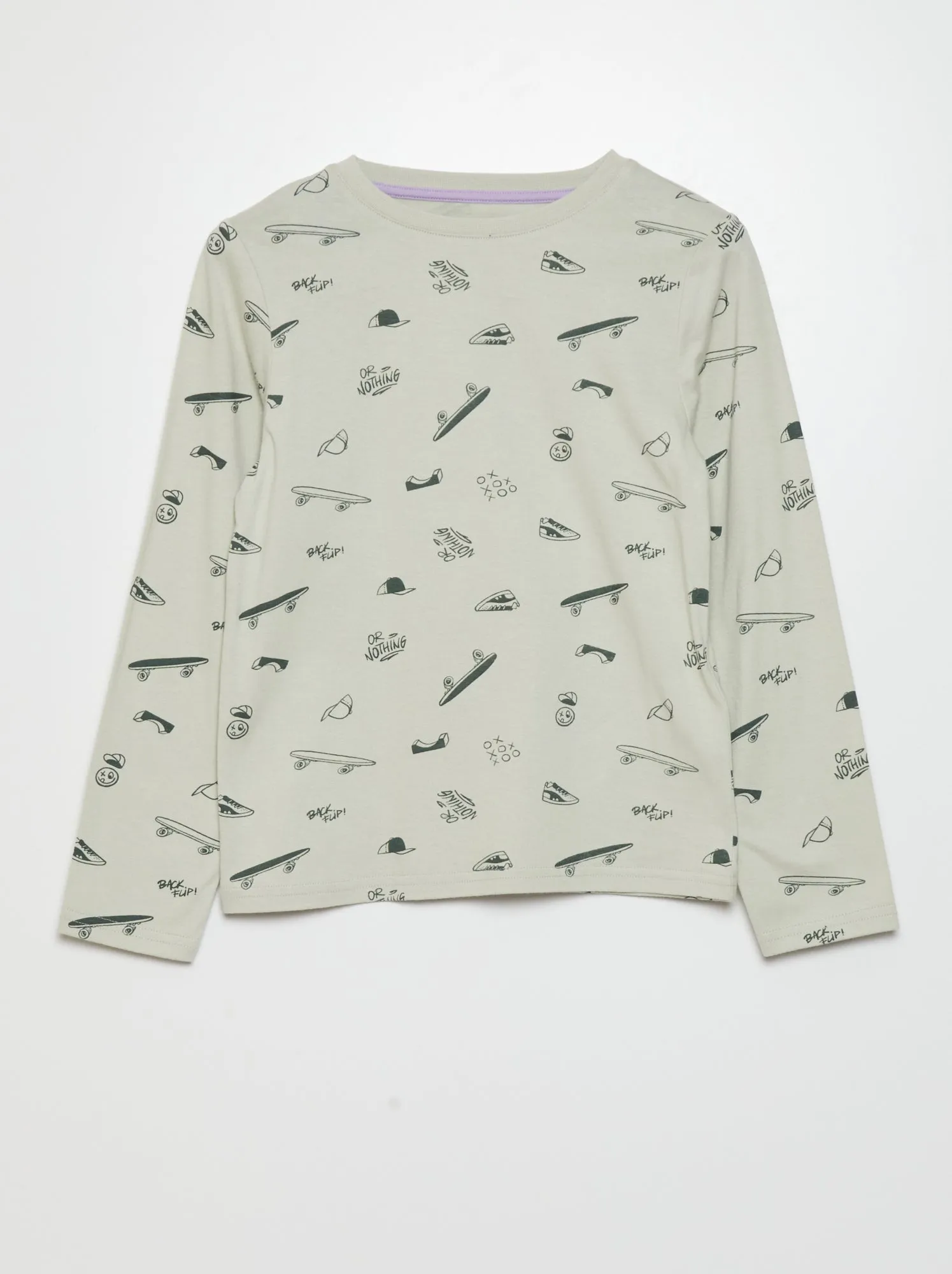 T-shirt in jersey a maniche lunghe Set di 3 - VIOLA